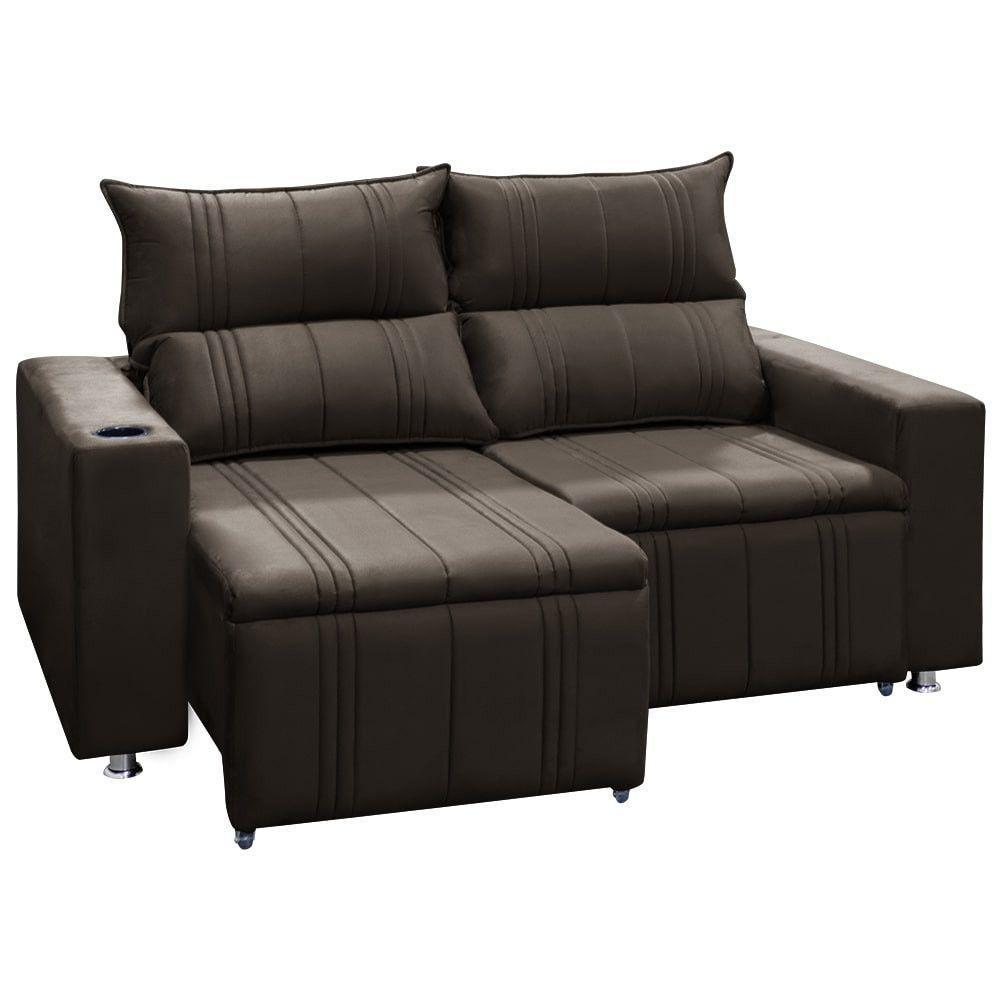 Sofá Retrátil E Reclinável 2 Lugares Madri 1,60m Suede Marrom - 2