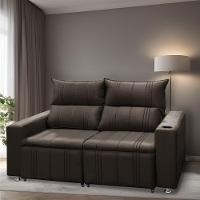 Sofá Retrátil E Reclinável 2 Lugares Madri 1,60m Suede Marrom - 5