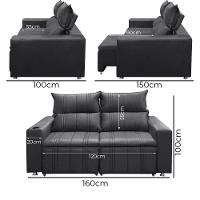 Sofá Retrátil E Reclinável 2 Lugares Madri 1,60m Suede Chumbo