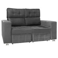 Sofá Retrátil E Reclinável 2 Lugares Londres 1.60cm C-molas Cinza Chumbo - 1