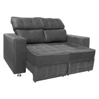 Sofá Retrátil E Reclinável 2 Lugares Londres 1.60cm C-molas Cinza Chumbo - 2