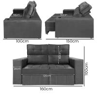 Sofá Retrátil E Reclinável 2 Lugares Londres 1.60cm C-molas Cinza Chumbo - 3