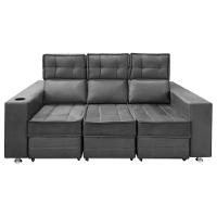 Sofá Retrátil E Reclinável 3 Lugares Londres 2.10cm C-molas Cinza Chumbo - 2