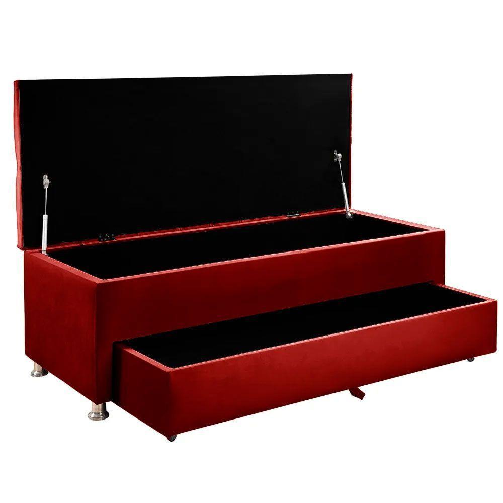 Cabeceira Julia Calçadeira Munique 140cm Shop Das Cabeceiras Vermelho - 2