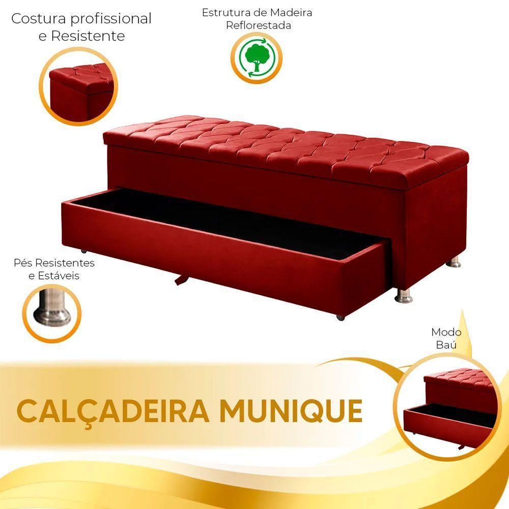 Cabeceira Julia Calçadeira Munique 140cm Shop Das Cabeceiras Vermelho - 7