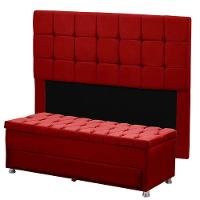 Cabeceira Julia Calçadeira Munique 140cm Shop Das Cabeceiras Vermelho - 1