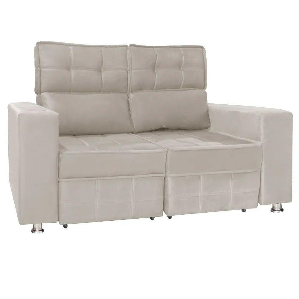 Sofá Retrátil E Reclinável 2 Lugares Londres 1.60cm C-molas Bege Marfim - 1