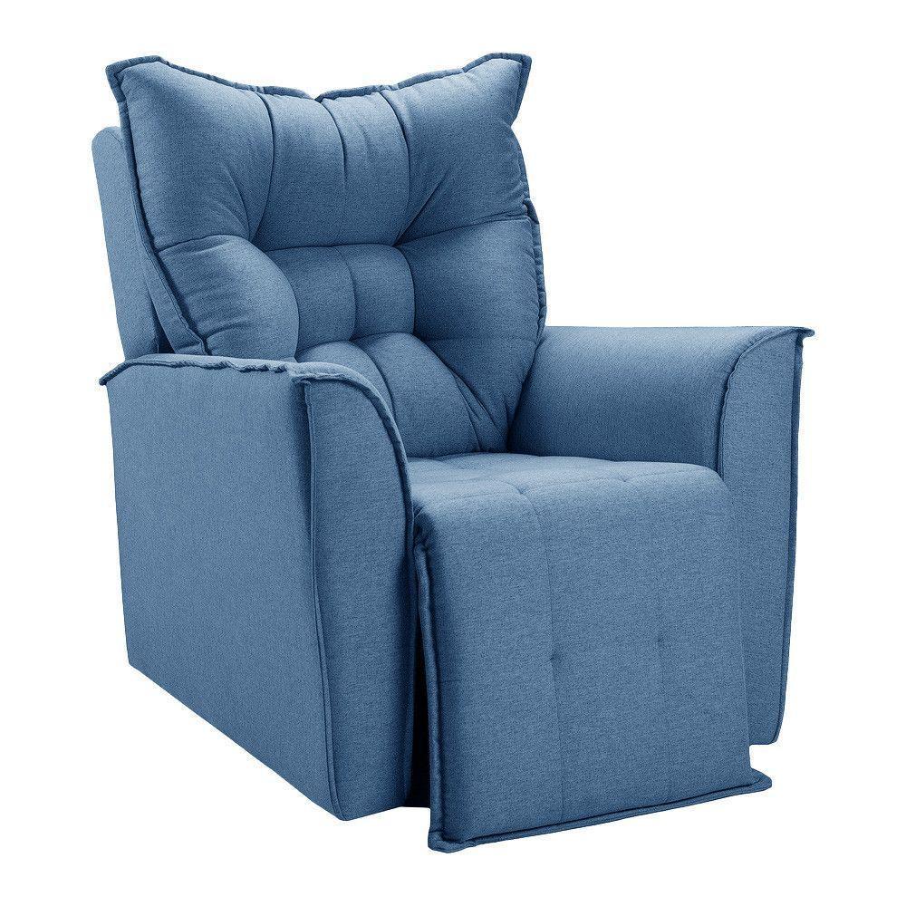 Poltrona Do Papai Reclinável King Linho Azul Star Confort Azul - 1
