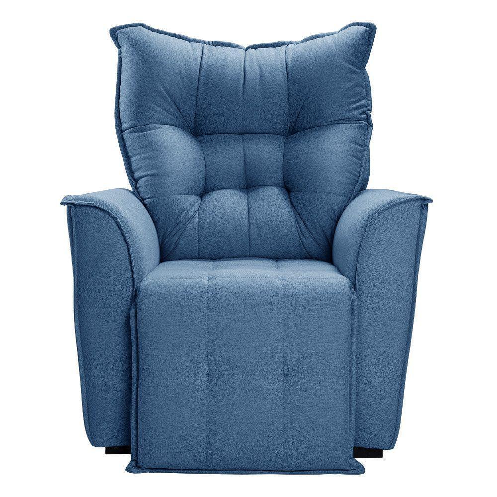 Poltrona Do Papai Reclinável King Linho Azul Star Confort Azul - 2