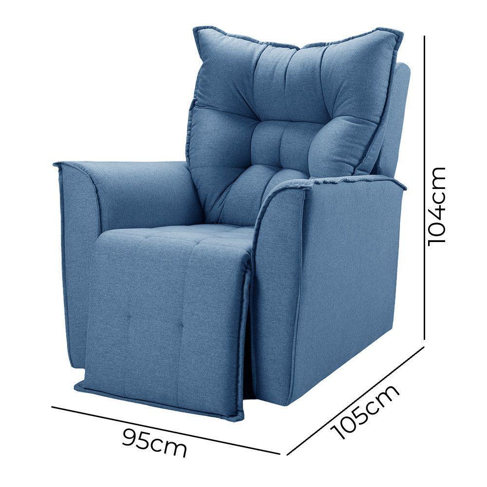 Poltrona Do Papai Reclinável King Linho Azul Star Confort Azul - 5