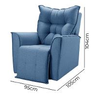 Poltrona Do Papai Reclinável King Linho Azul Star Confort Azul - 5