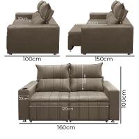 Sofá 2 Lugares Madri 1,60cm Bege Shop Das Cabeceiras Bege - 5