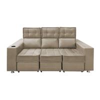 Sofá Retrátil E Reclinável 3 Lugares Londres 2.10cm C-molas Bege - 1