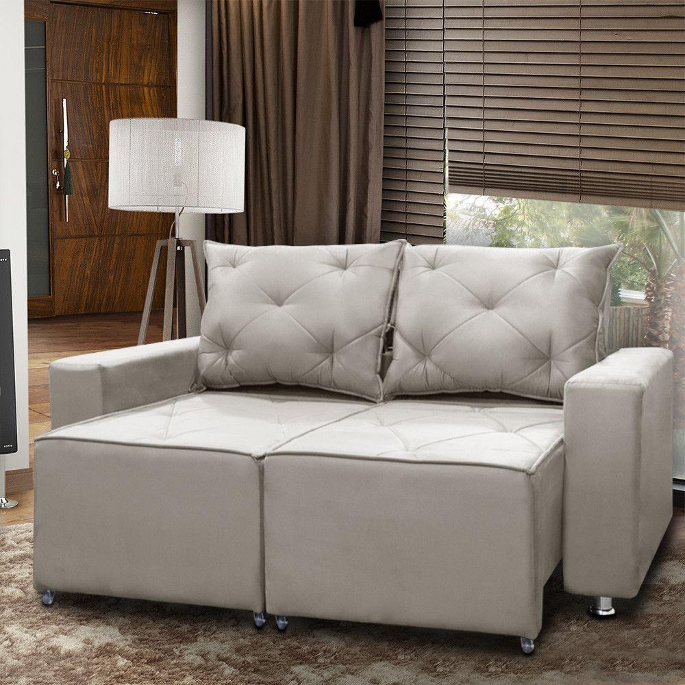 Sofá Retrátil E Reclinável 2 Lugares Bariloche 1.50cm Veludo Marfim - 6