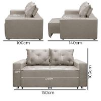 Sofá Retrátil E Reclinável 2 Lugares Bariloche 1.50cm Veludo Marfim - 5