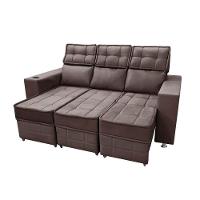 Sofá Retrátil E Reclinável 3 Lugares Londres 2.10cm C-molas Café - 3