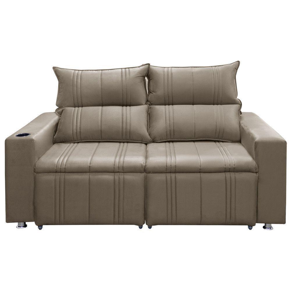Sofá Retrátil E Reclinável 2 Lugares Madri 1,60m Suede Bege - 1
