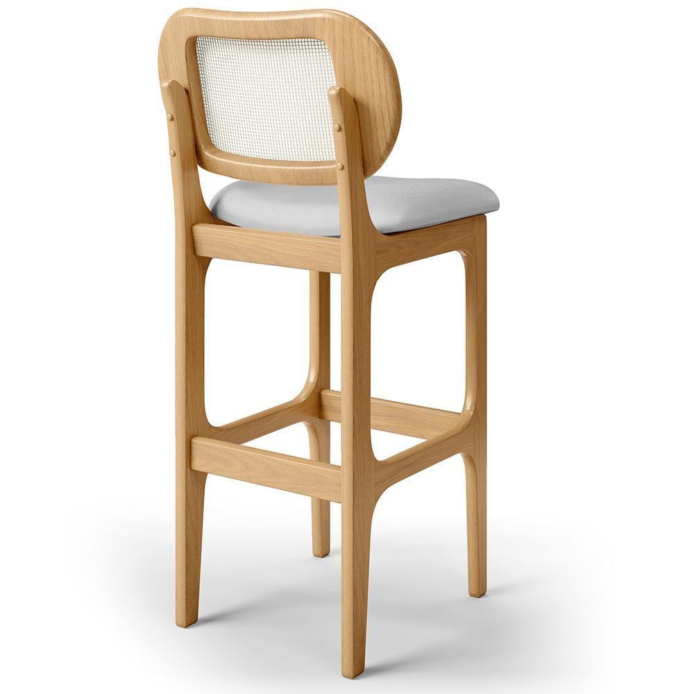 Kit 05 Banquetas Altas Para Cozinha Bancada Sala Tela Betta Fixa L02 Linho Cinza - Lyam - 5