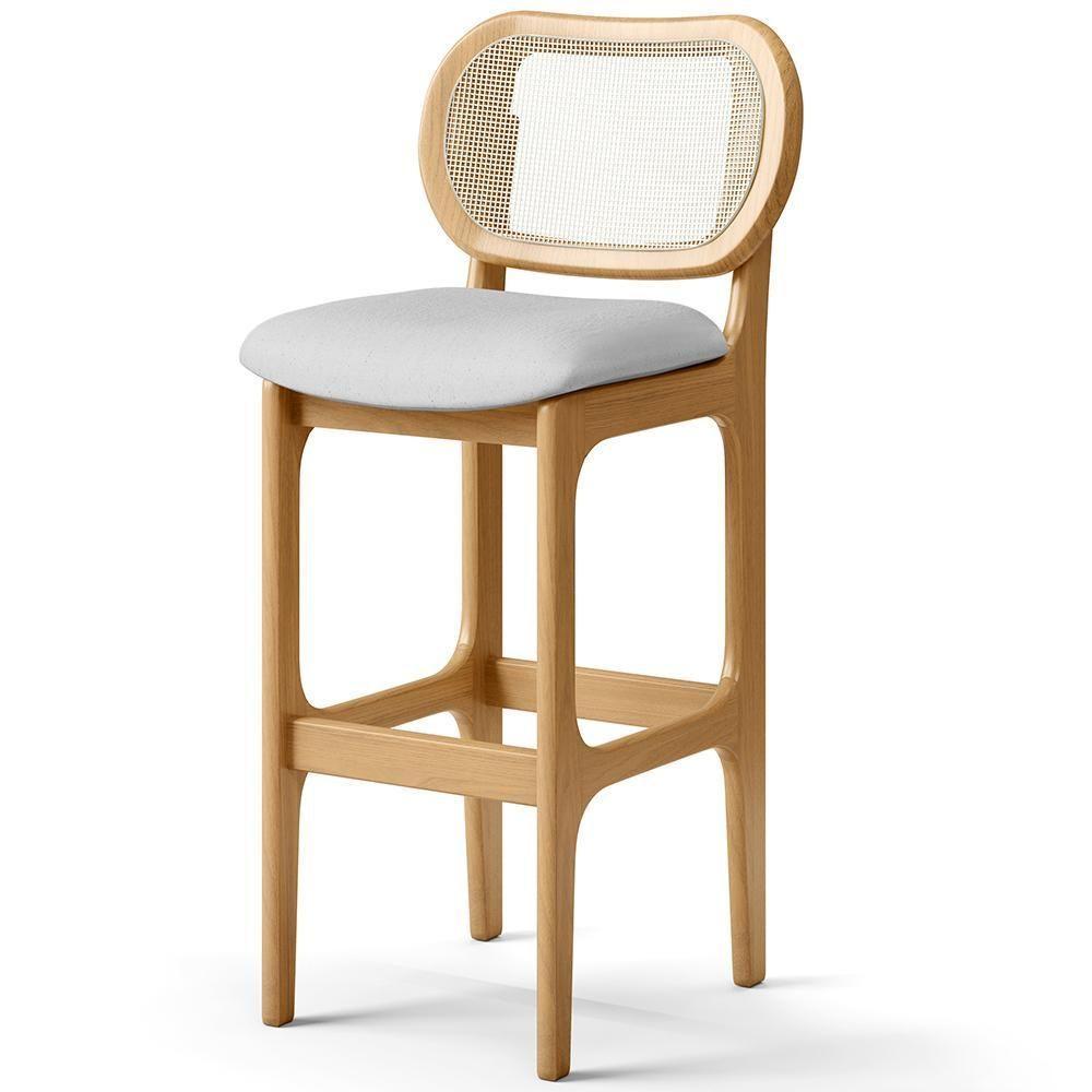 Kit 05 Banquetas Altas Para Cozinha Bancada Sala Tela Betta Fixa L02 Linho Cinza - Lyam - 6