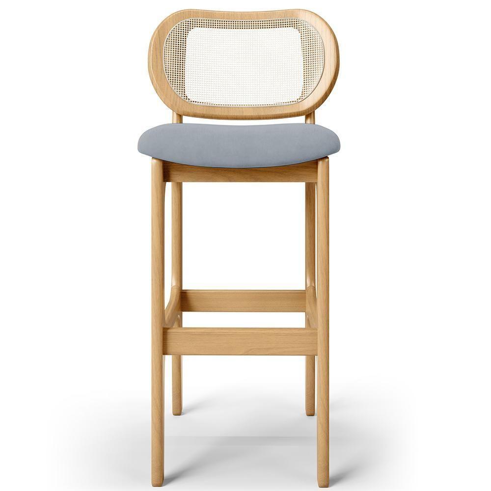 Kit 04 Banquetas Altas Para Cozinha Bancada Sala Tela Betta Fixa L02 Suede Cinza - Lyam - 3