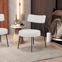 Kit 02 Poltronas Decorativas Para Sala De Estar Base Fixa Londres L02 Bouclê Cru - Lyam - 7