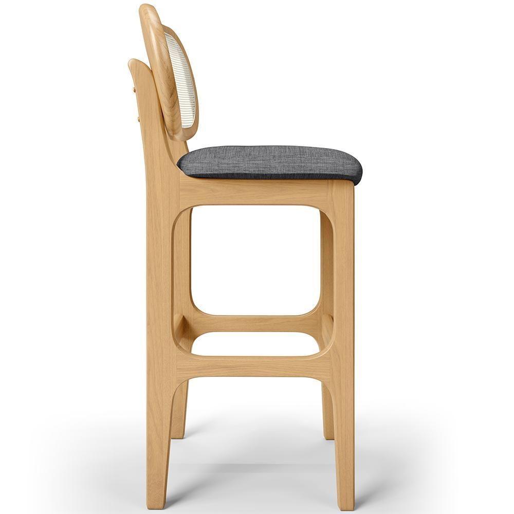 Kit 06 Banquetas Altas Para Cozinha Bancada Sala Tela Betta Fixa L02 Linho Cinza Escuro - Lyam - 2