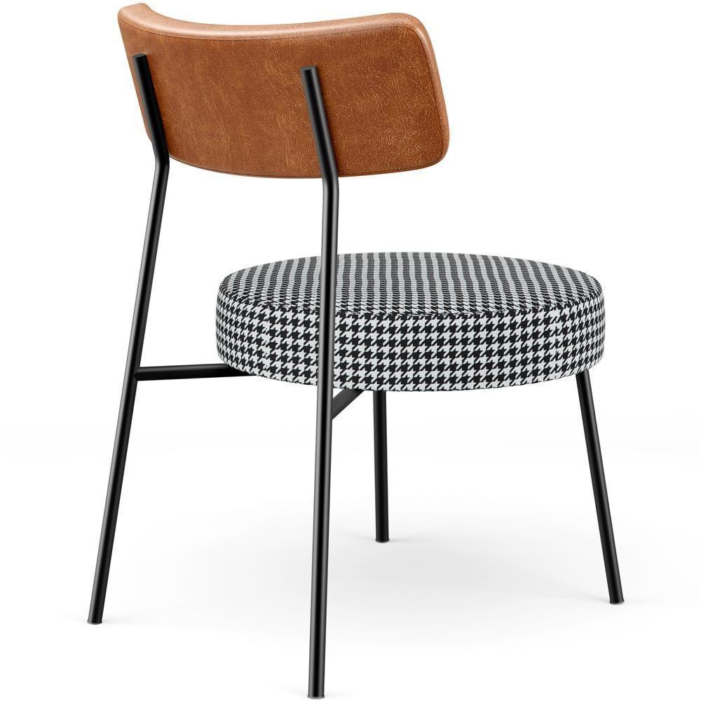 Kit 02 Poltronas Decorativas Para Sala De Estar Fixa Londres L02 Couríssimo Camel Pied Poule - Lyam - 5