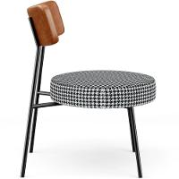 Kit 02 Poltronas Decorativas Para Sala De Estar Fixa Londres L02 Couríssimo Camel Pied Poule - Lyam - 2