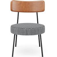 Kit 02 Poltronas Decorativas Para Sala De Estar Fixa Londres L02 Couríssimo Camel Pied Poule - Lyam - 3