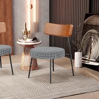 Kit 02 Poltronas Decorativas Para Sala De Estar Fixa Londres L02 Couríssimo Camel Pied Poule - Lyam - 7