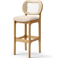 Kit 04 Banquetas Altas Para Cozinha Bancada Sala Tela Betta Fixa L02 Suede Bege - Lyam - 6