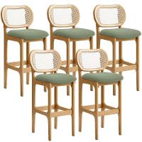 Kit 05 Banquetas Altas Para Cozinha Bancada Sala Tela Betta Fixa L02 Bouclê Oliva - Lyam - 1