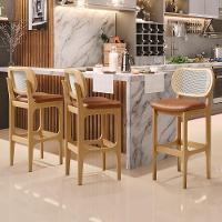 Kit 05 Banquetas Altas Para Cozinha Bancada Sala Tela Betta Fixa L02 Couríssimo Whisky - Lyam - 7