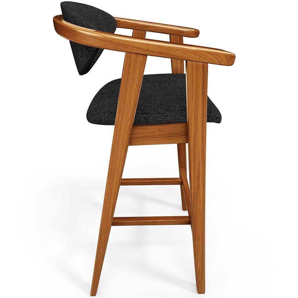 Kit 05 Banquetas Alta Para Bancada Bar Sala De Jantar Fixa Cecília L02 Linho Chumbo - 2