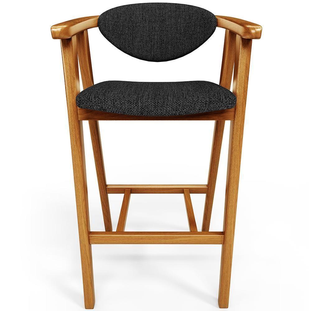 Kit 05 Banquetas Alta Para Bancada Bar Sala De Jantar Fixa Cecília L02 Linho Chumbo - 3