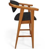 Kit 05 Banquetas Alta Para Bancada Bar Sala De Jantar Fixa Cecília L02 Linho Chumbo - 2