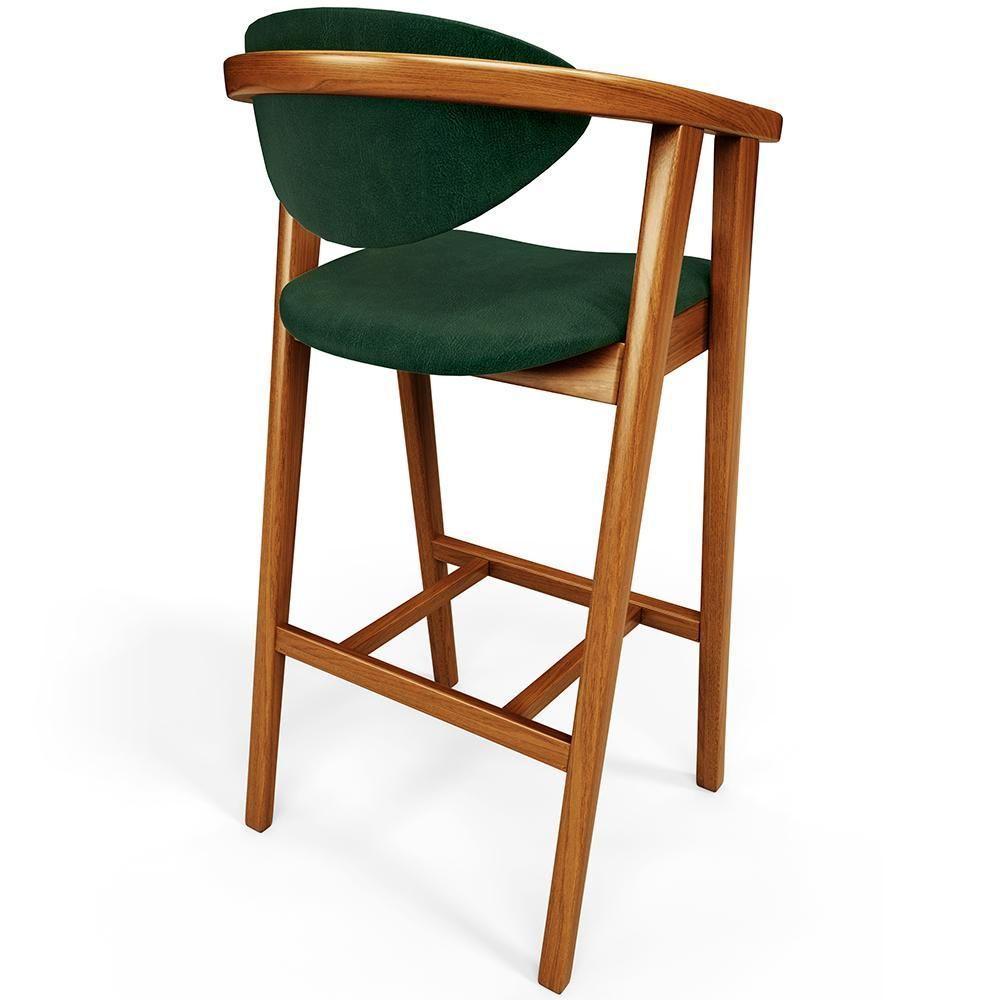 Kit 06 Banquetas Alta Bancada Bar Sala De Jantar Fixa Cecília L02 Facto Verde Musgo - 5