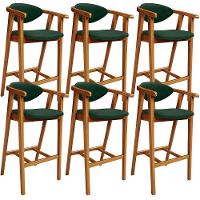 Kit 06 Banquetas Alta Bancada Bar Sala De Jantar Fixa Cecília L02 Facto Verde Musgo - 1