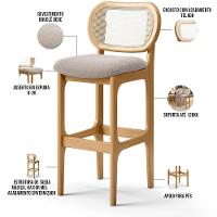 Kit 05 Banquetas Altas Para Cozinha Bancada Sala Tela Betta Fixa L02 Bouclê Creme - Lyam - 8