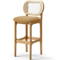 Kit 05 Banquetas Altas Para Cozinha Bancada Sala Tela Betta Fixa L02 Bouclê Mostarda - Lyam - 6