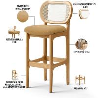 Kit 05 Banquetas Altas Para Cozinha Bancada Sala Tela Betta Fixa L02 Bouclê Mostarda - Lyam - 8