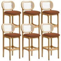 Kit 06 Banquetas Altas Para Cozinha Bancada Sala Tela Betta Fixa L02 Bouclê Terracota - Lyam - 1