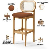 Kit 06 Banquetas Altas Para Cozinha Bancada Sala Tela Betta Fixa L02 Bouclê Terracota - Lyam - 8