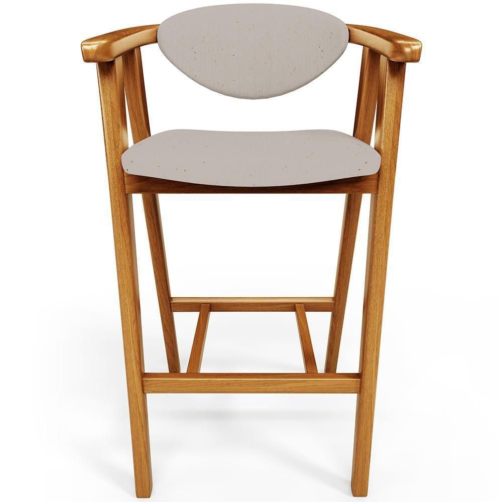 Kit 06 Banquetas Alta Para Cozinha Bancada Bar Sala De Jantar Fixa Cecília L02 Linho Bege - Lyam - 3