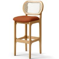 Kit 05 Banquetas Altas Para Cozinha Bancada Sala Tela Betta Fixa L02 Tecido Terracota - Lyam - 6