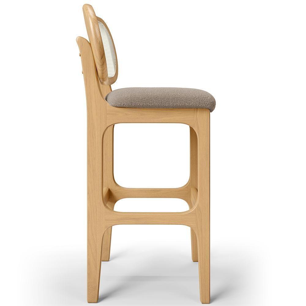 Kit 06 Banquetas Altas Para Cozinha Bancada Sala Tela Betta Fixa L02 Bouclê Bege - Lyam - 2