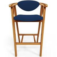 Kit 06 Banquetas Alta Cozinha Bancada Bar Sala De Jantar Fixa Cecília L02 Suede Azul Marinho - Lyam - 3