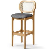 Kit 05 Banquetas Altas Para Cozinha Bancada Sala Tela Betta Fixa L02 Linho Cinza Escuro - Lyam - 6