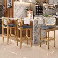 Kit 05 Banquetas Altas Para Cozinha Bancada Sala Tela Betta Fixa L02 Linho Cinza Escuro - Lyam - 7