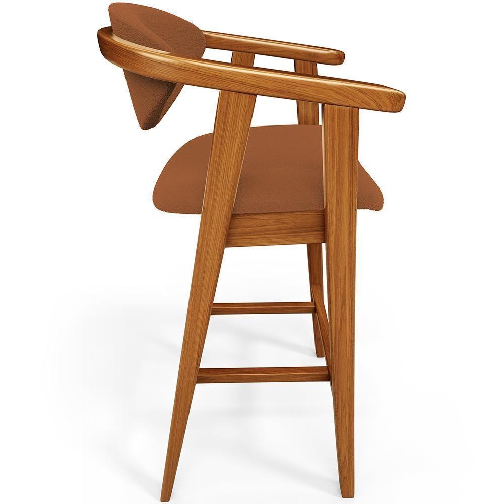 Kit 06 Banquetas Alta Cozinha Bancada Bar Sala De Jantar Fixa Cecília L02 Bouclê Terracota - Lyam - 2